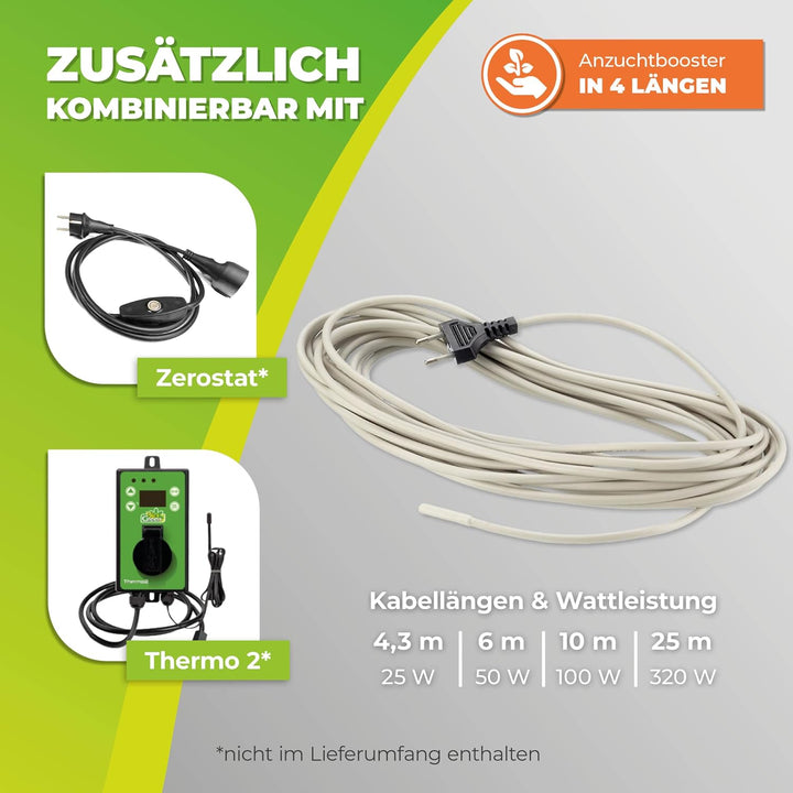 BioGreen Bodenheizkabel für die Anzucht | 10 m Heizkabel für Pflanzen | wasserdichtes Erdwärmekabel