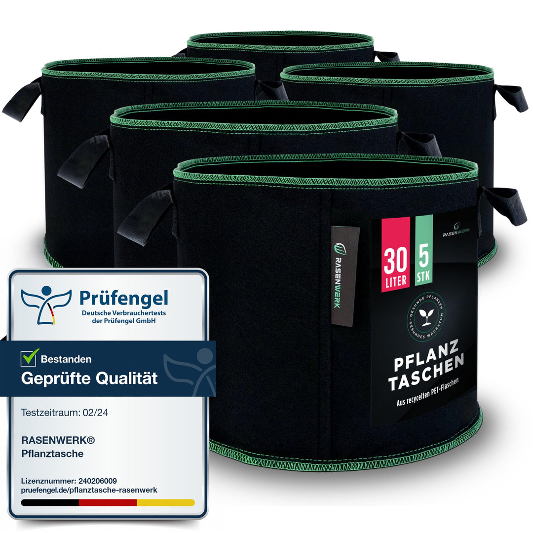 30 Liter Pflanztasche aus Vliesstoff - Pflanzsack für Garten, Gewächshaus &amp; Balkon - Pflanzbeutel fü