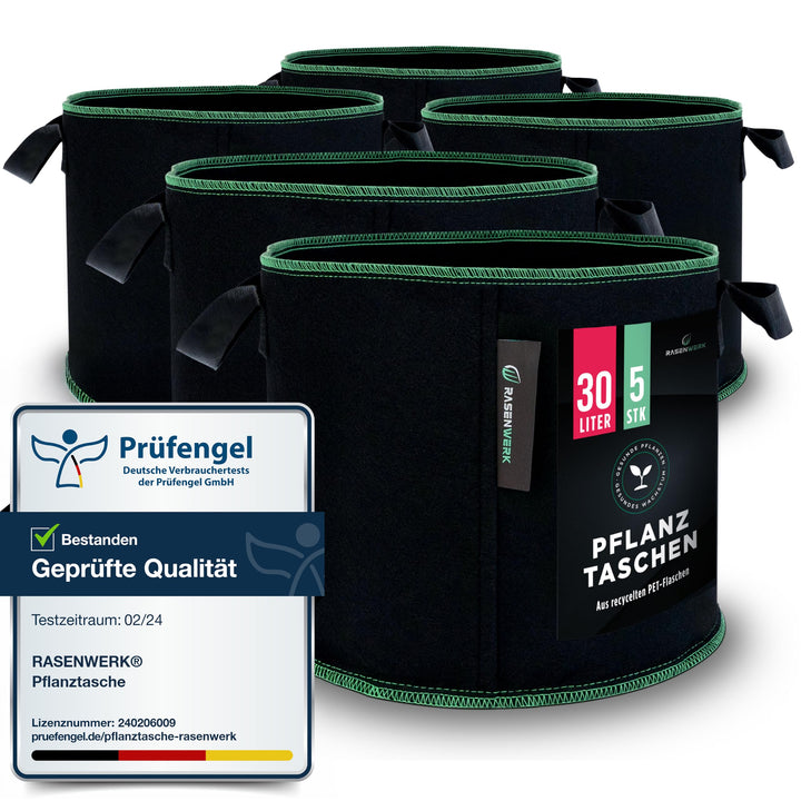 30 Liter Pflanztasche aus Vliesstoff - Pflanzsack für Garten, Gewächshaus &amp; Balkon - Pflanzbeutel fü