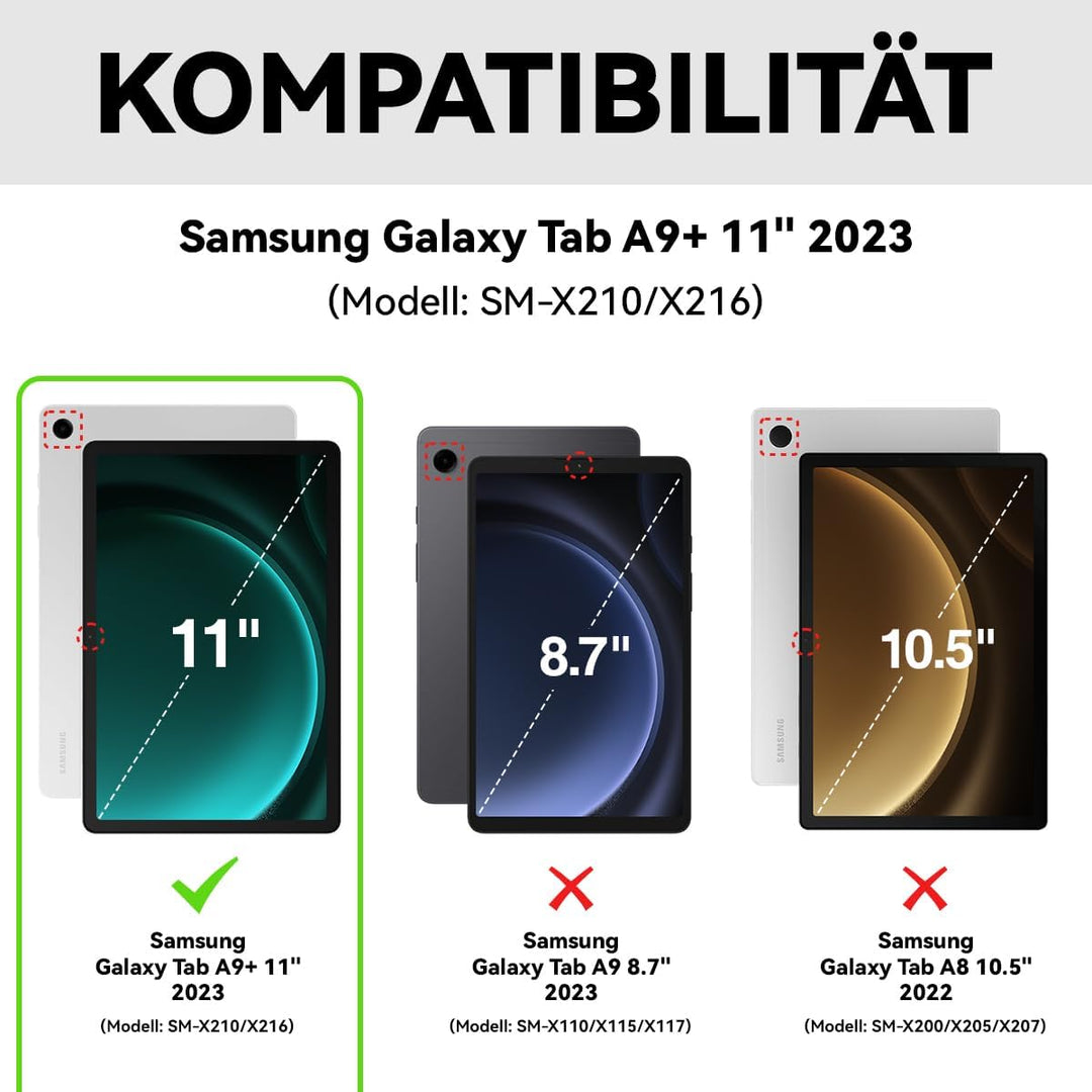 CHESONA Samsung Tablet A9 Plus Hülle mit Tastatur, Abnehmbare Magnetische Tastatur mit Smart Touchpa