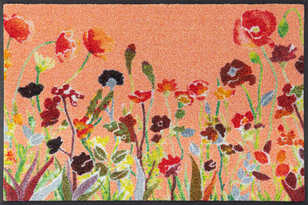 wash+dry Fussmatte, Wildflowers 50x75 cm, innen und aussen, waschbar 50x75 cm Orange, 50x75 cm Orang