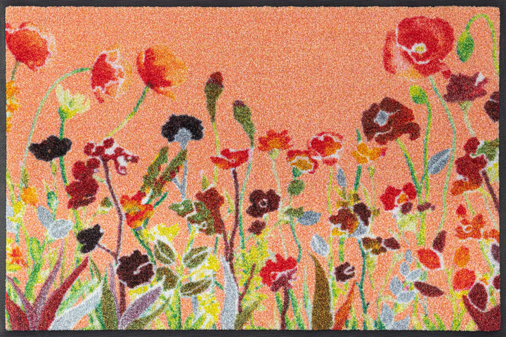wash+dry Fussmatte, Wildflowers 50x75 cm, innen und aussen, waschbar 50x75 cm Orange, 50x75 cm Orang