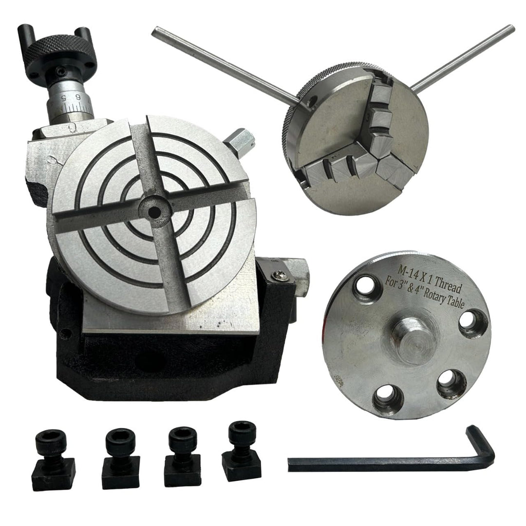 MachEl 7,6 cm neigbarer Drehtisch mit 65 mm selbstzentrierendem 3-Backenfutter, Rückplatte und T-Mut