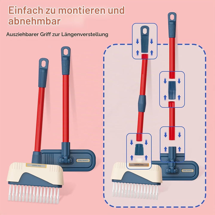 Jenilily Kinder Putzset, Besen mit langem Stiel, Kehrschaufel, Handfeger, Wischmopp Set mit Ständer