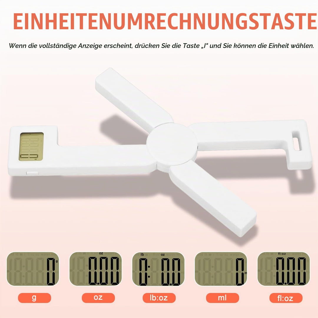 Küchenwaage Digital, Digitalwaage 5kg - Präzise auf 1g, Tragbarer X-Typ Faltbare Präzisions-Lebensmi