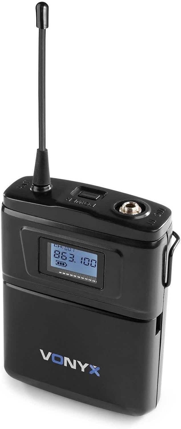 Vonyx WM62 - Mikrofon Set, 2 Drahtlose Mikrofone mit Body Packs Taschensender, Headsetmikrofon und E