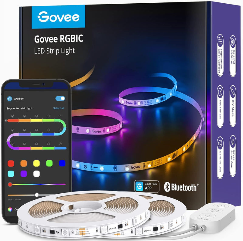 Govee LED Strip, RGBIC LED Streifen 20m, Musik Sync, Segmentcontrol, Farbwechsel, 64 Szenenmodus, St