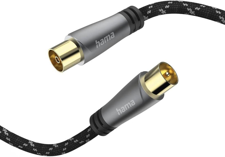 Hama Antennenkabel Koax 10 m lang 120 dB (Koax Stecker - Kupplung, Koaxialkabel HD TV, 8K, zur Verbi