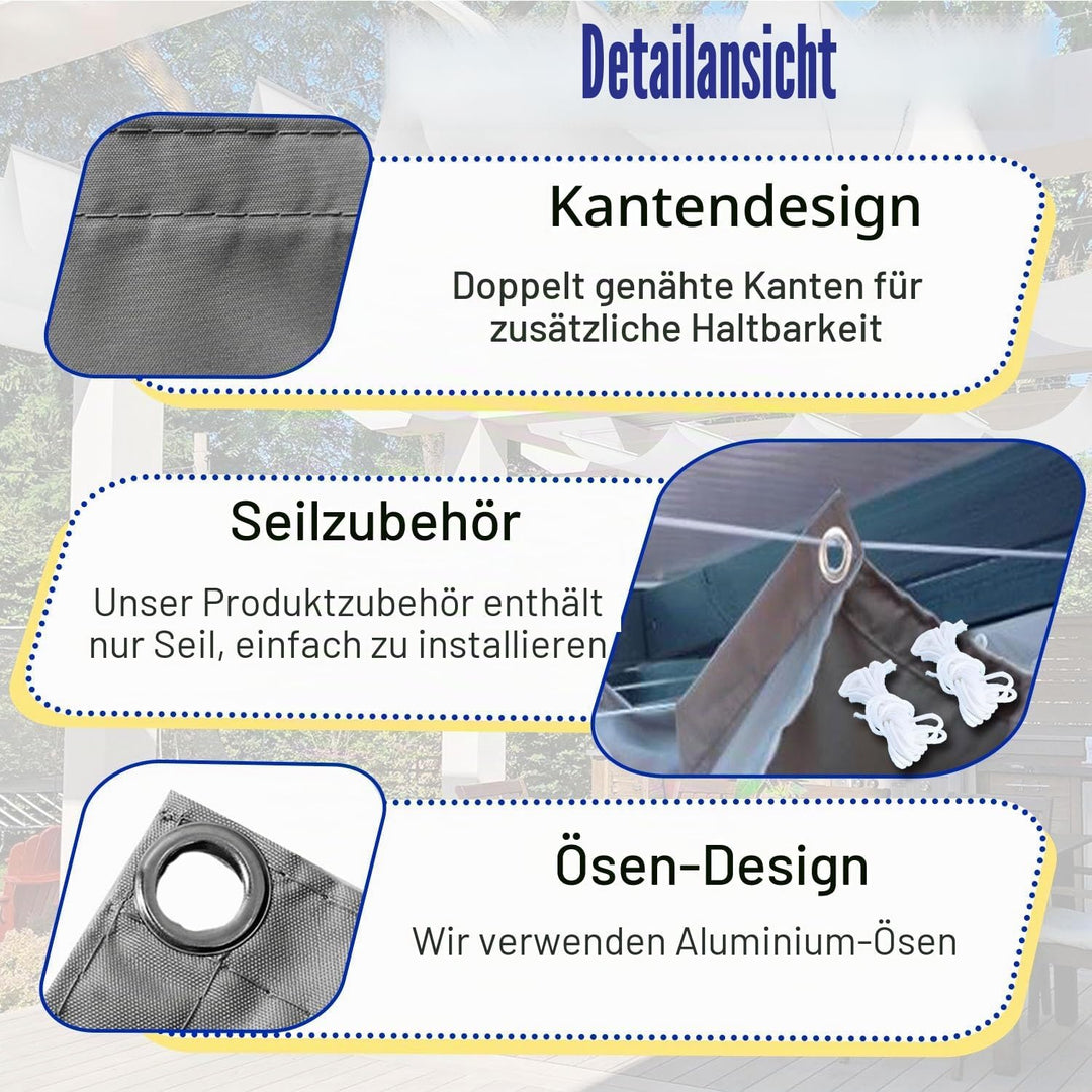 Einziehbares Welle Sonnensegel 0.9x3.5m, Verstellbare Pergola Markise mit wasserdichtem &amp; UV-beständ