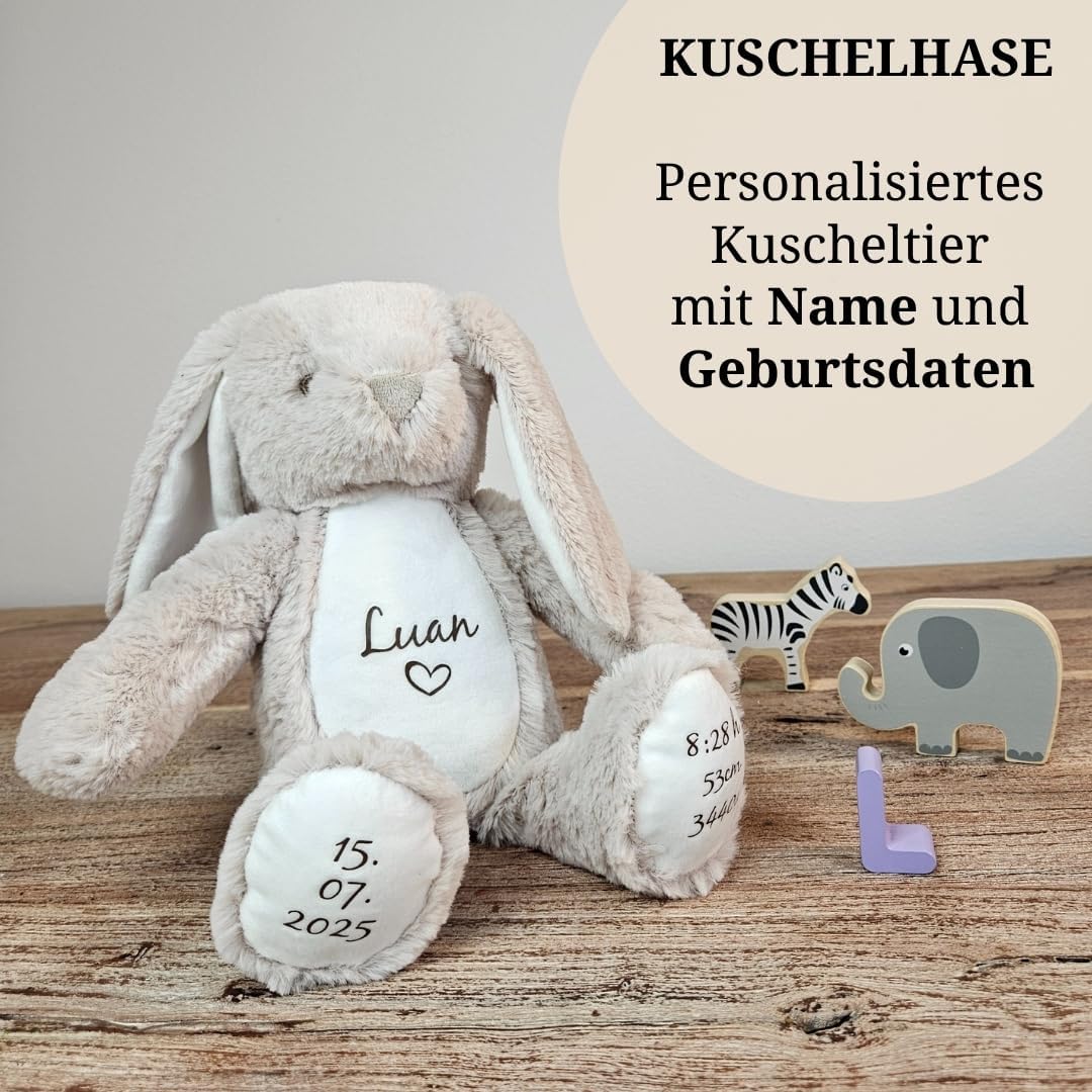 Personalisierte Geschenke Baby | Kuscheltier mit Geburtsdaten & Name | Kuscheltier für Kleinkinder H