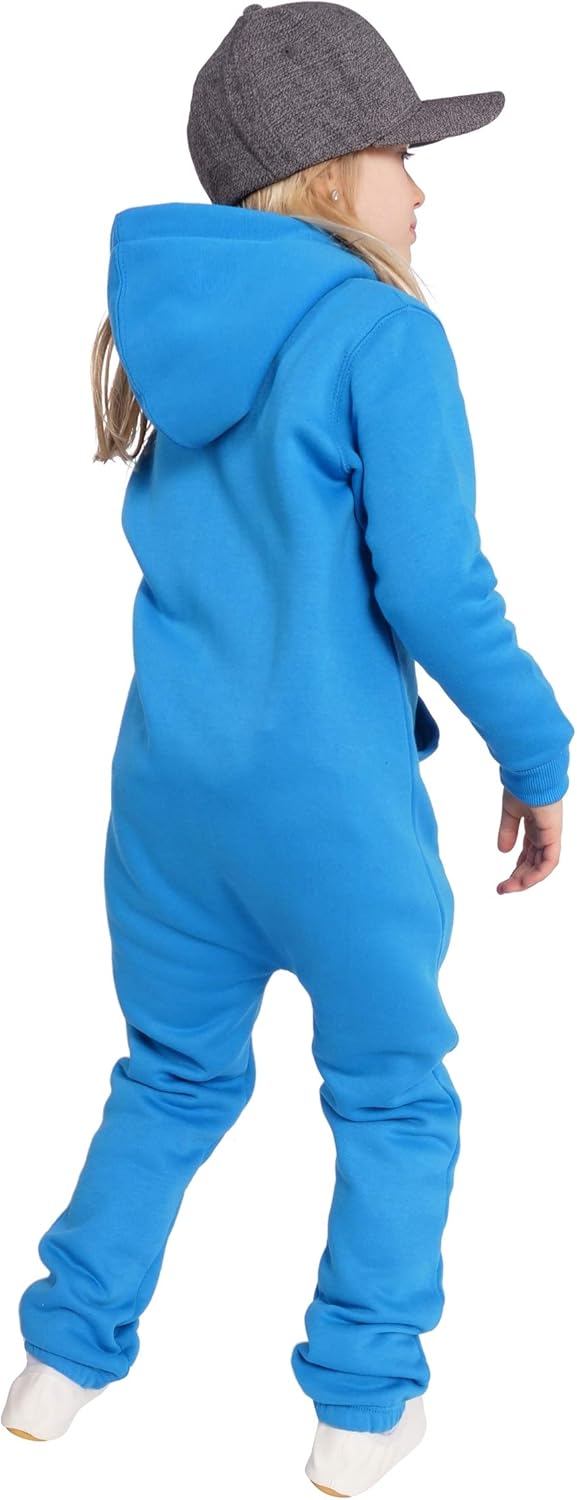 O'Poppy Kinder Jumpsuit Teddy einteilig Jungen Mädchen Overall Kids 134-140 Blau, 134-140 Blau