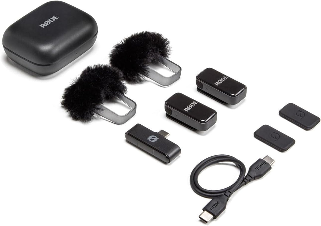 Rode Wireless Micro Drahtloses Mikrofon-System USB-C mit Interview Micro Handadapter und keepdrum Tu