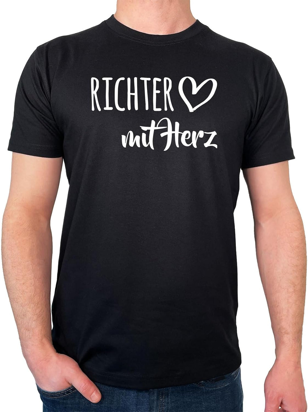 huuraa Herren T-Shirt Richter mit Herz Bio Baumwolle Fairtrade Oberteil Grösse S-3XL mit Motiv für d