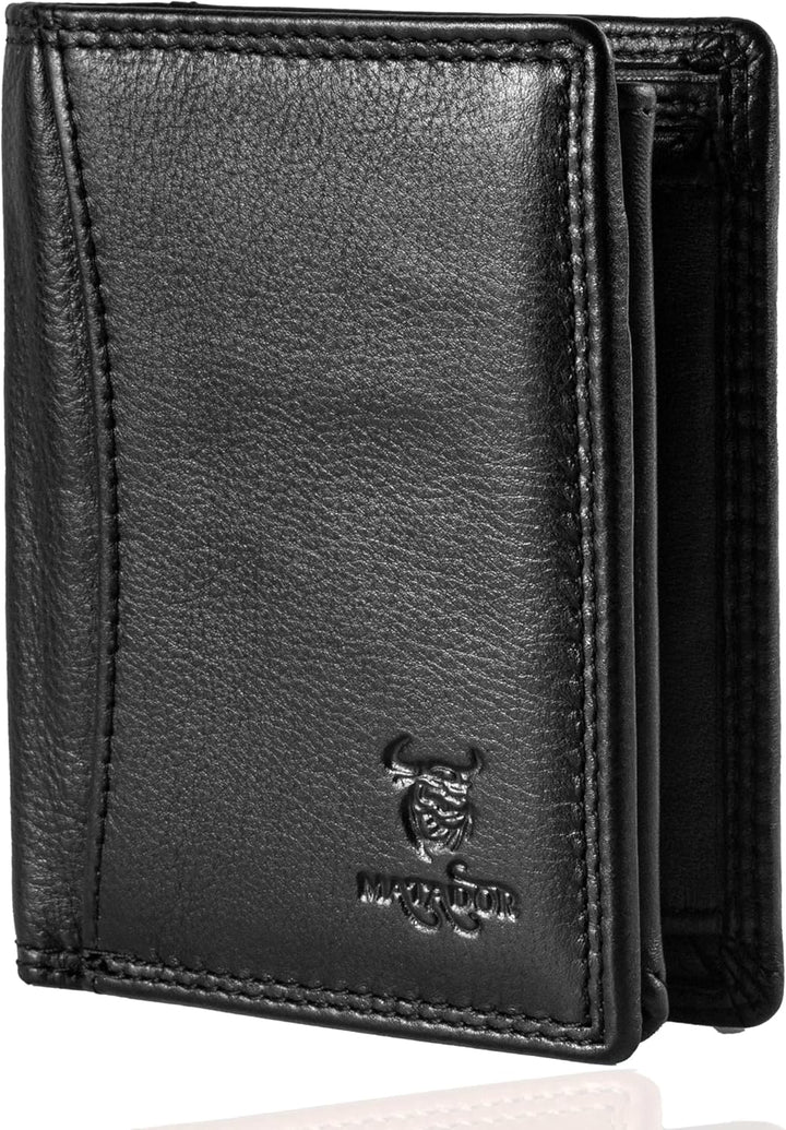MATADOR Kleines RFID Blocker Portemonnaie Herren Klein Leder | Kleine Geldbörse Herren Slim Wallet m