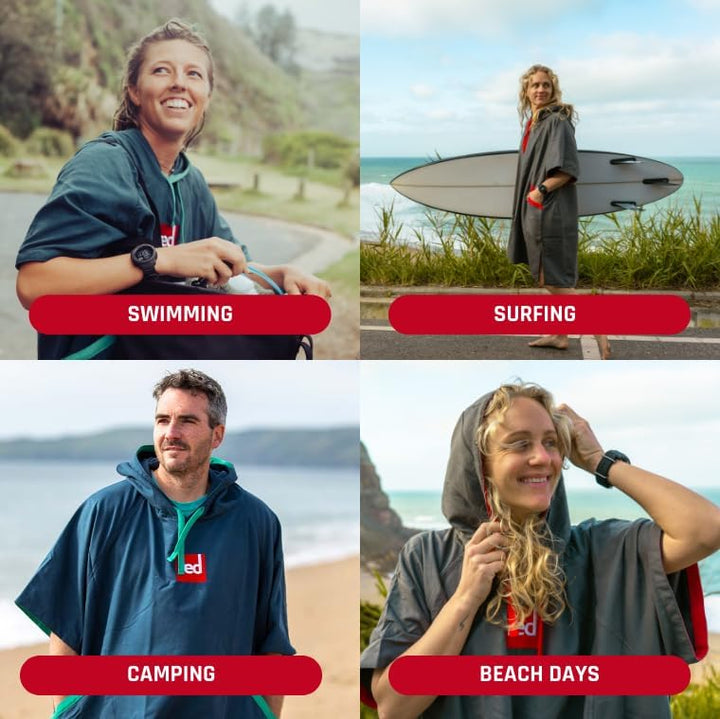 Red Original Unisex Microfibre Towel Changing Robe, Quick Drying Surf Poncho M Grau, M Grau
