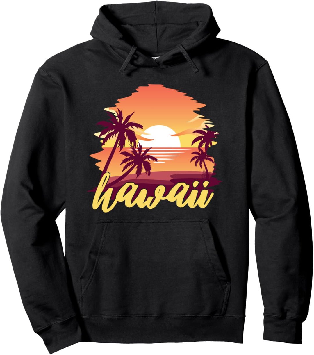 Tropischer Sommer Sonnenuntergang Palmen Hawaii Pullover Hoodie