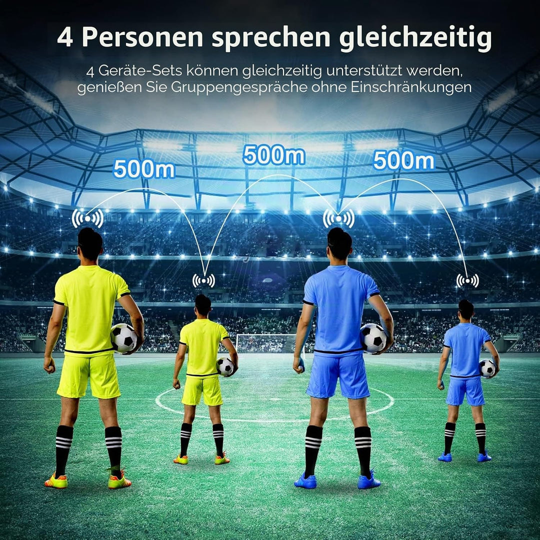 EJEAS V4C Bluetooth Interphone,Nur für Schiedsrichter，1500m Ultra Lange Gegensprechanlage, die für 4