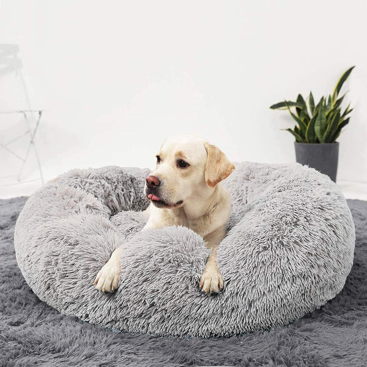 HACHIKITTY Beruhigendes Donut-Hundebett, kuschelig, Hundebett für mittelgrosse und grosse Hunde, ber