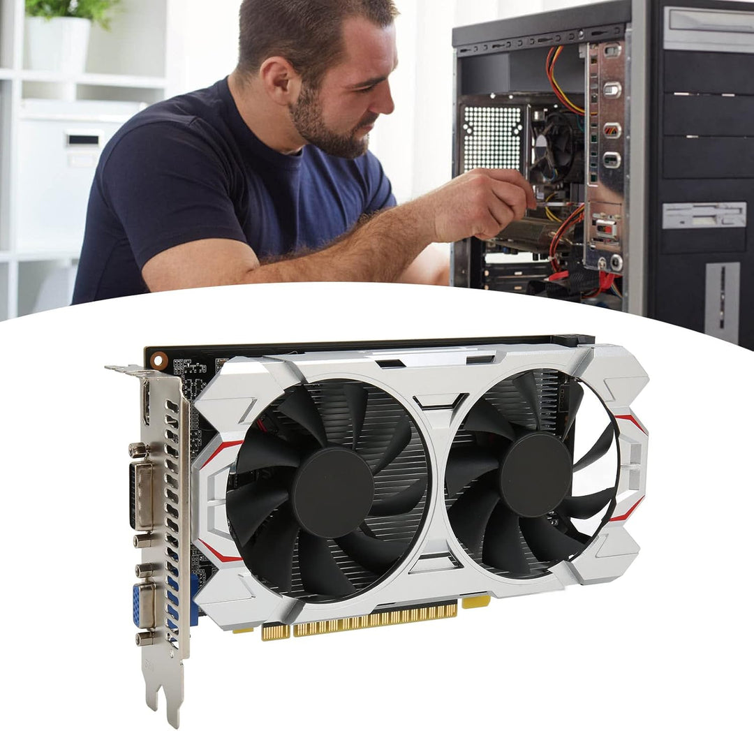 Elprico GTX750Ti 4G Gaming-Grafikkarte, 4K HD-Ausgang GDDR5 128BIT PC-Grafikkarte mit Zwei Lüftern,