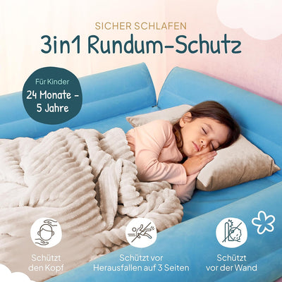 Cozy&Kin® Aufblasbarer Rausfallschutz Bett Kinder, 3-Seiten-Schutz | Bettgitter, Bettschutzgitter fü
