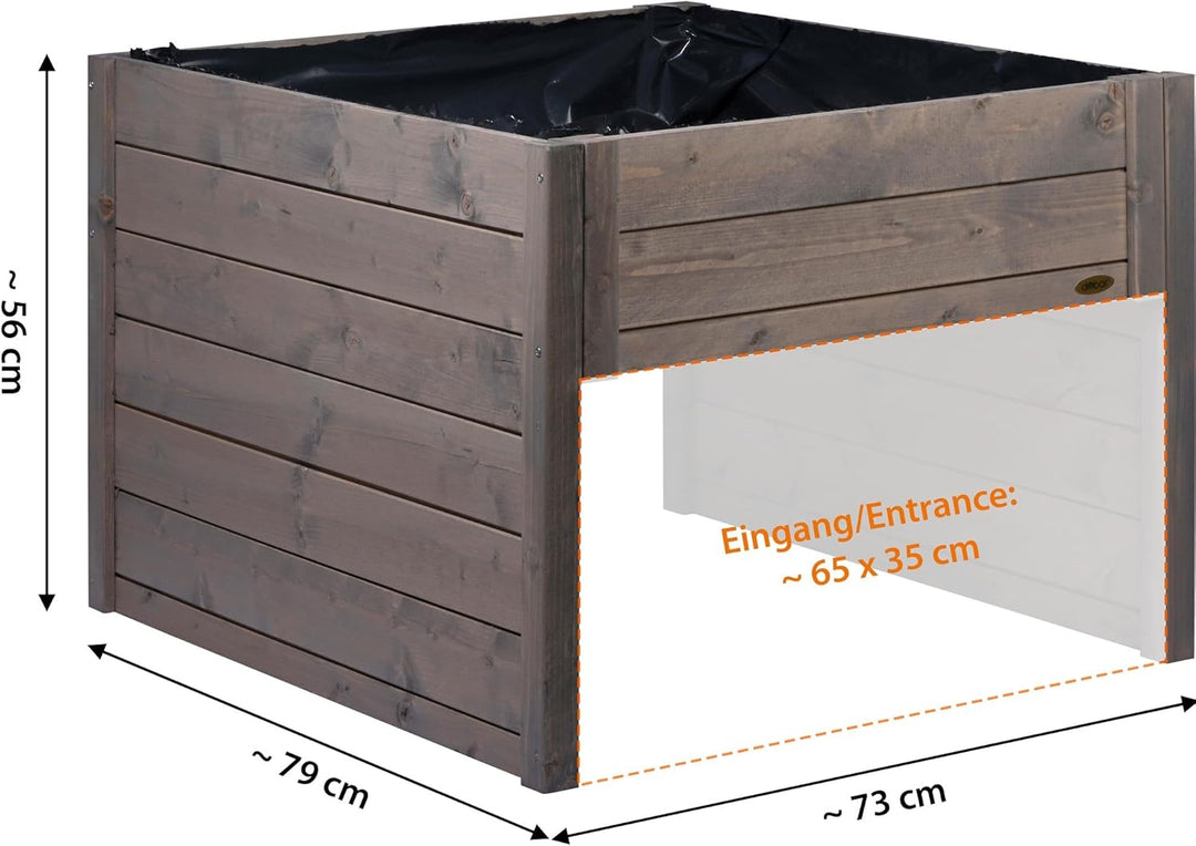 dobar® Grosse Mähroboter-Garage aus Holz mit Pflanzkasten inkl. Folie - Rasenmäher Garage - 79 x 73