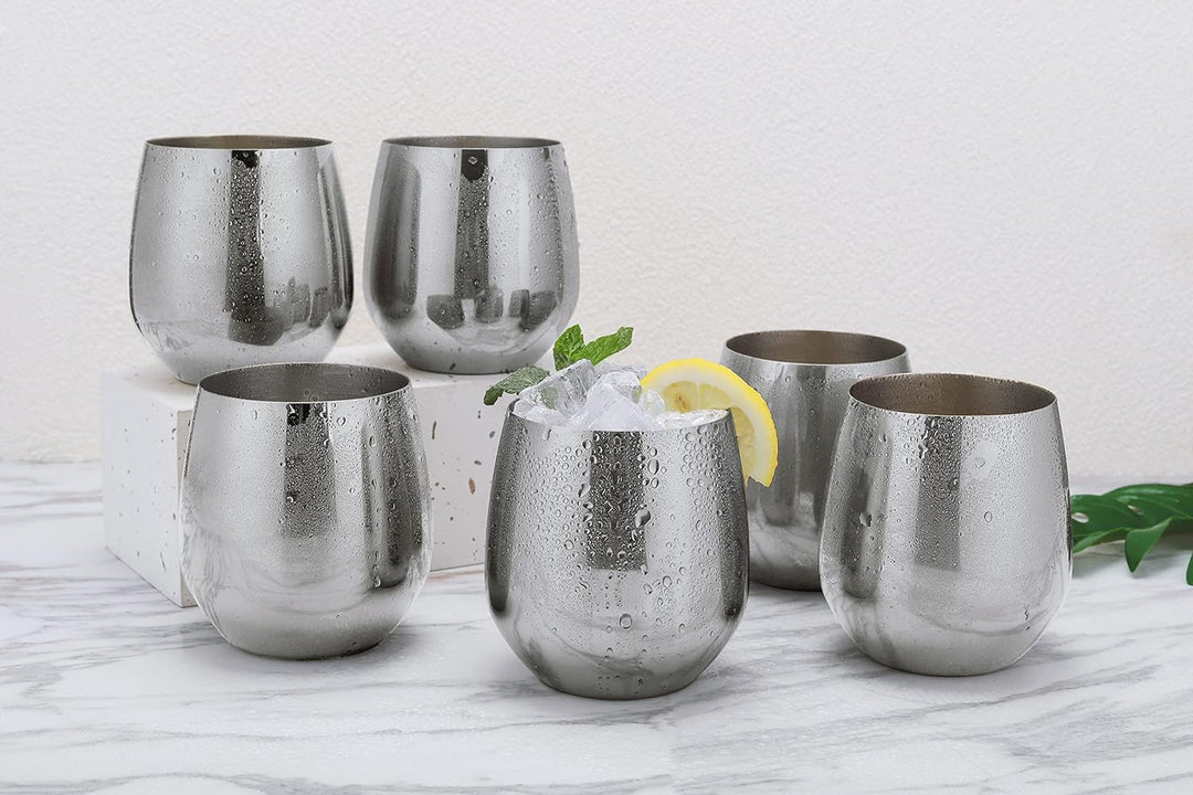 Echtwerk Weingläser, 6-tlg Rotweingläser, Trinkbecher aus Edelstahl, Unzerbrechliche Trinkgläser, Br