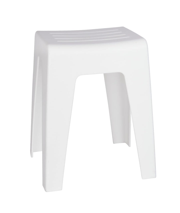 WENKO Badhocker Kumba Weiss - Hocker, Sitzhocker, Wohnhocker, Polypropylen, 38 x 47 x 32 cm, Weiss,