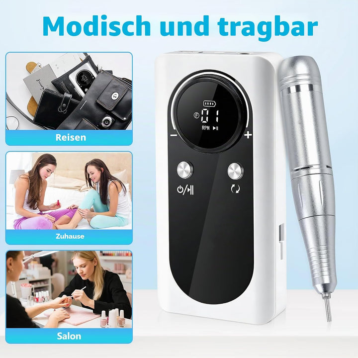 Elektrische Nagelfeile, Professionell Elektrische Nagelfräser mit LCD-Display, 45000 U/Min Tragbare