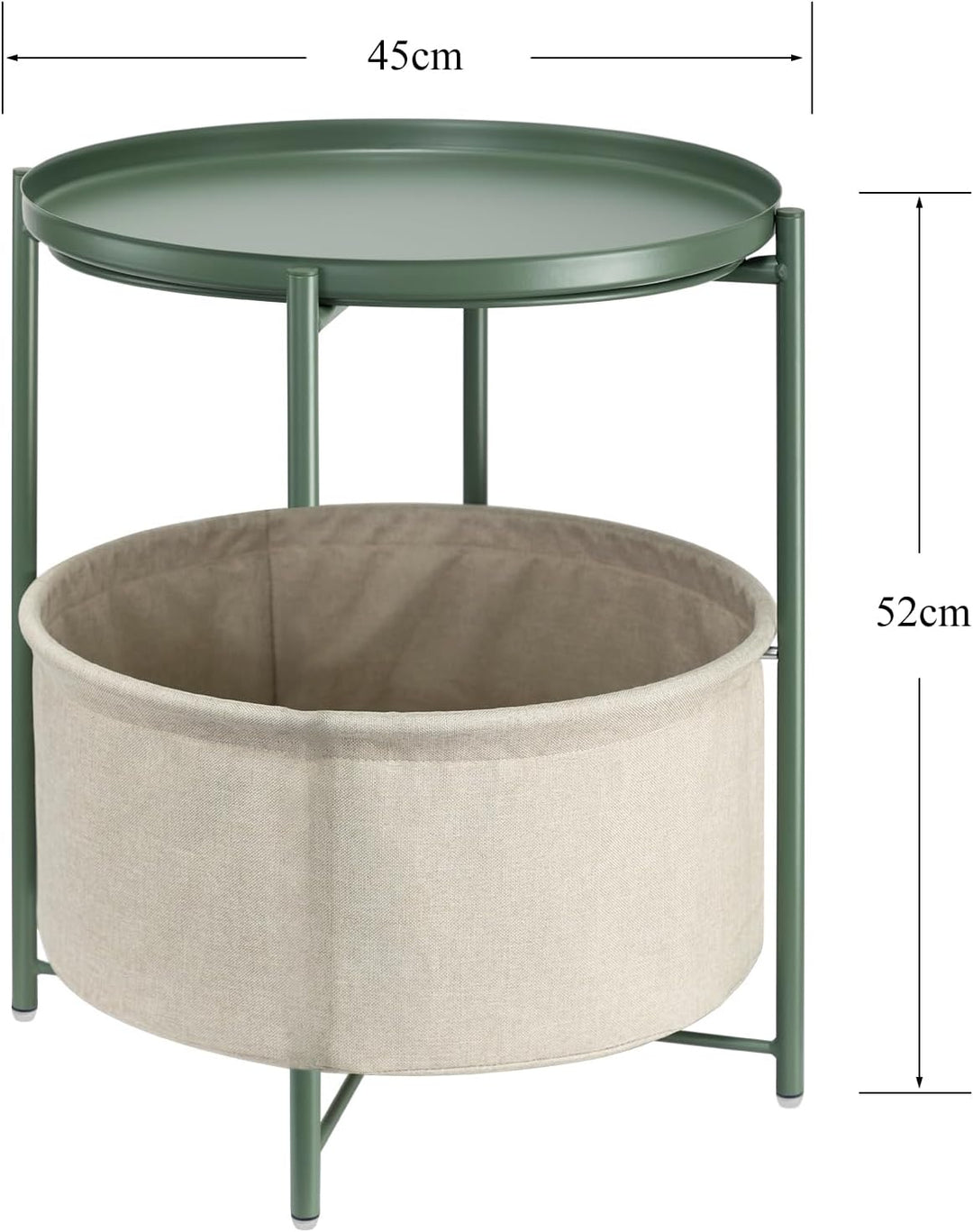danpinera Beistelltisch Rund, Beistelltisch Klein mit Korb, Kleiner Tisch für Nachttisch, Schlafzimm