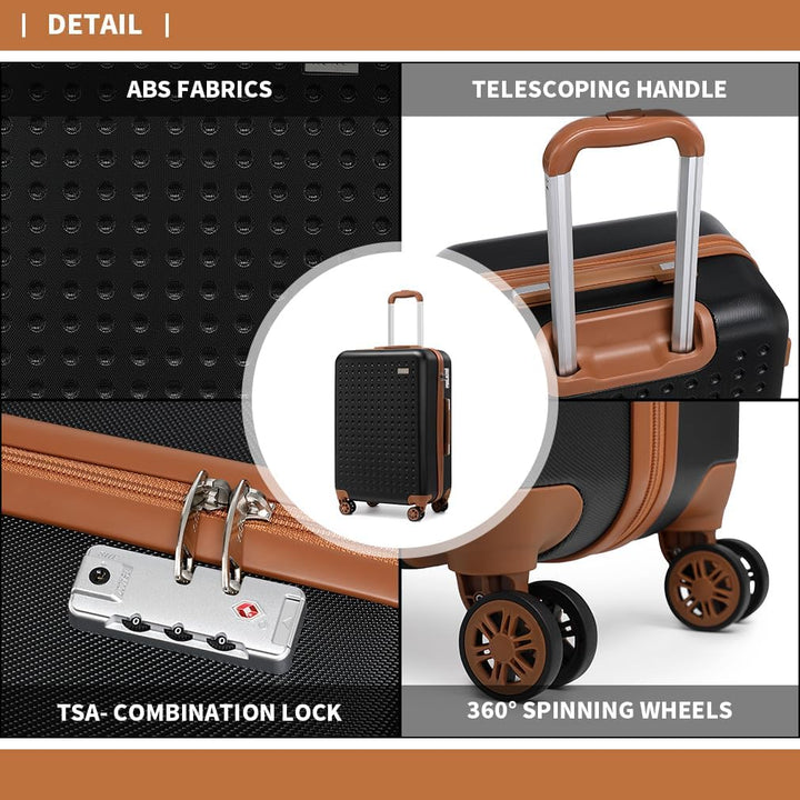 KONO Koffer Trolley Klein Hartschalenkoffer Reisekoffer von ABS Hartschalen Handgepäck mit 4 Spinner