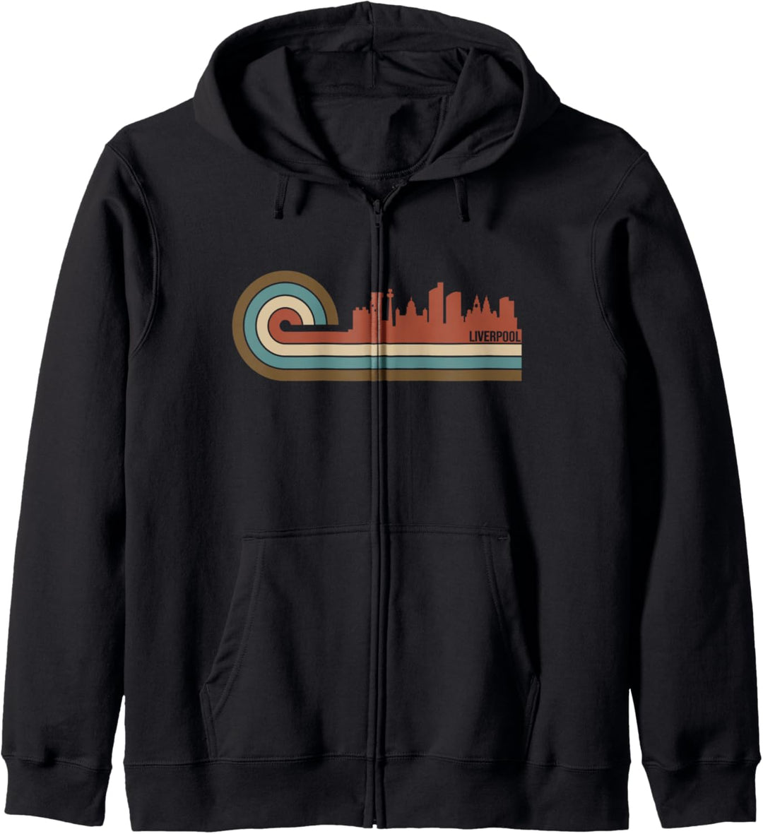 Vintage Liverpool Sonnenuntergang Stadtbild Retro Skyline Kapuzenjacke
