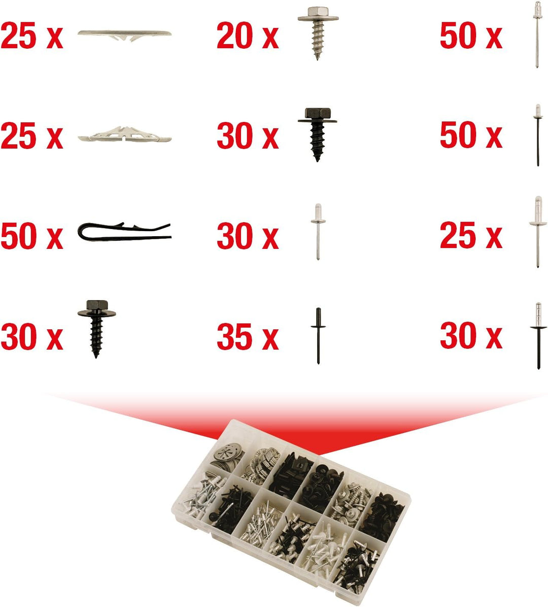 KS Tools 420.0915 Befestigungs-Clip-Satz - Schnellverschluss, 400-tlg.