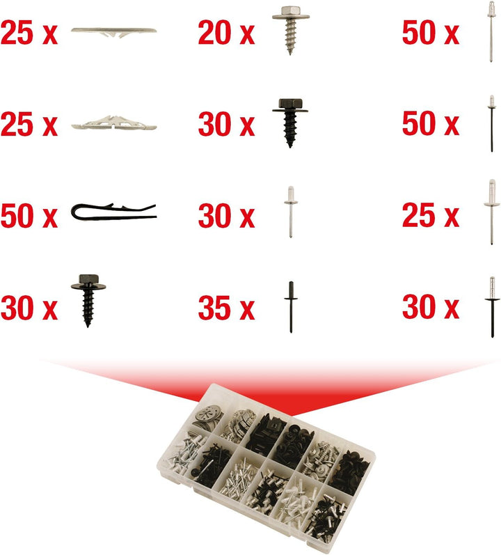 KS Tools 420.0915 Befestigungs-Clip-Satz - Schnellverschluss, 400-tlg.