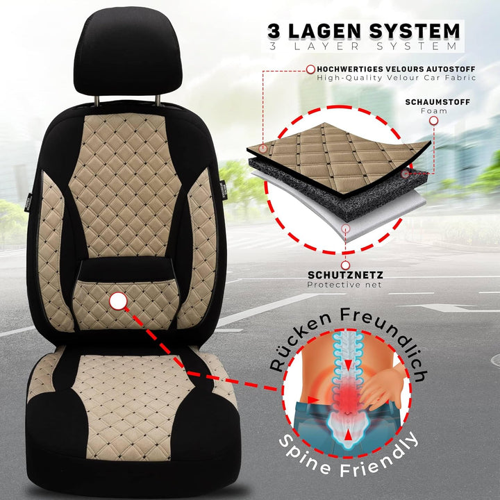 BREMER SITZBEZÜGE Mass Sitzbezüge Schonbezüge für Mercedes GLK X204 TK605 TK605 - Beige / Schwarz GL