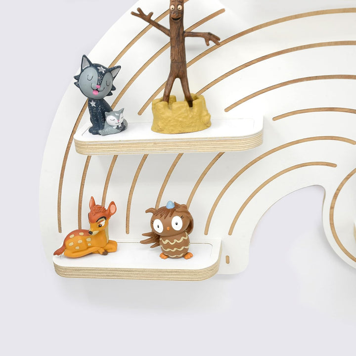 stadtecken Kinder Holz Regal für Musikbox I Regenbogen I Geeignet für die Toniebox und ca. 20 Tonies