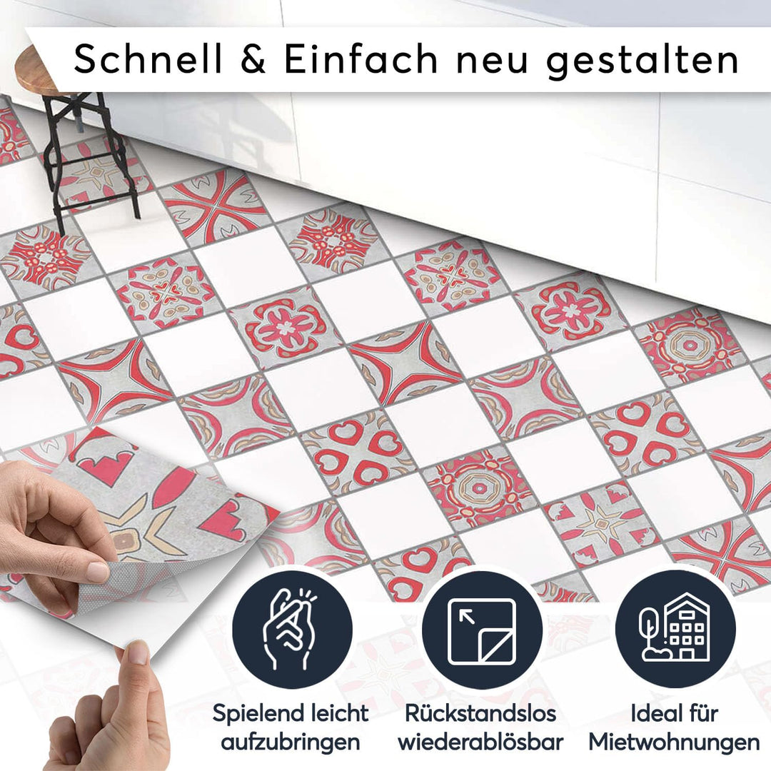 Selbstklebende - [ Bodenfliese - Fliesen für Boden ] - Aufkleber Folie Sticker für Boden-Fliesen - K