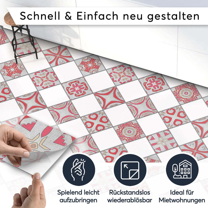 Selbstklebende - [ Bodenfliese - Fliesen für Boden ] - Aufkleber Folie Sticker für Boden-Fliesen - K