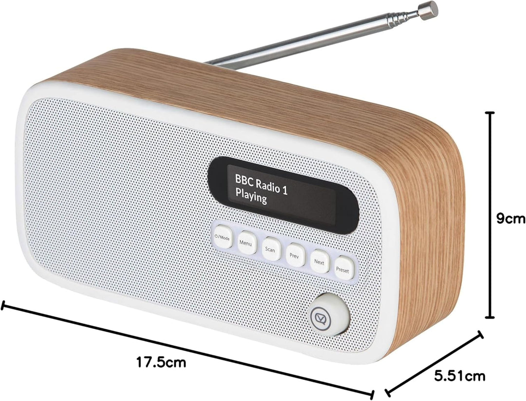VQ Dexter Radio DAB Plus/DAB mit FM, 3 Watts Stereo Lautsprecher und LCD Bildschirm - Batteriebetrie