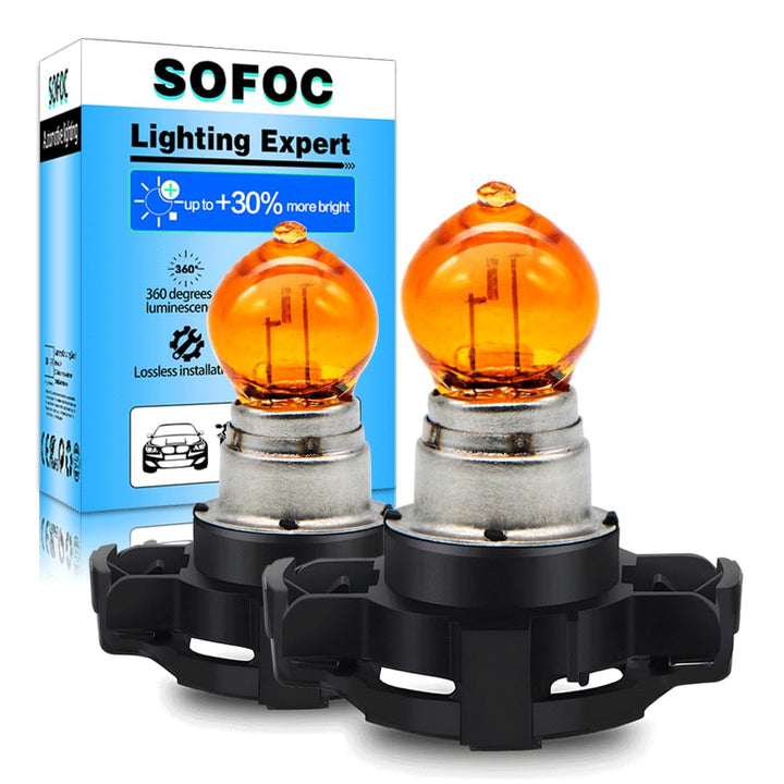 SOFOC-PY24W Automobil Frontblinker Standlicht Tagfahrlicht etc 12V 24W Gelb 2Stk Bernsteingelb PY24W