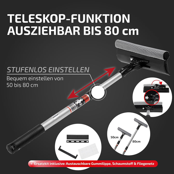 HEYNER® Scheibenreiniger Set I Super Cleaner L PRO mit Teleskopgriff + Ersatzkit I Auto Reinigungs-B