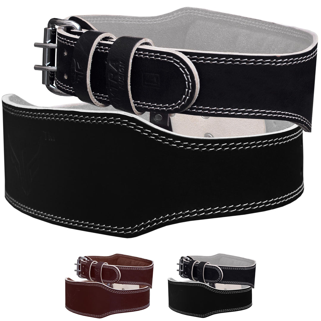 Mytra Fusion 4 inch Leather Weight Lifting Belt Schwarz L