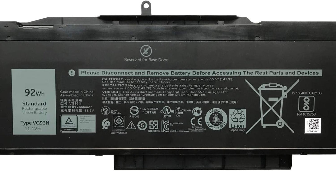 VG93N 0VG93N WFWKK 0WFWKK Laptop-Akku-Ersatz für Dell Precision 15 3520 3530 M3520 M3530 Latitude 55