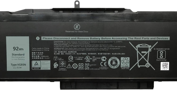 VG93N 0VG93N WFWKK 0WFWKK Laptop-Akku-Ersatz für Dell Precision 15 3520 3530 M3520 M3530 Latitude 55