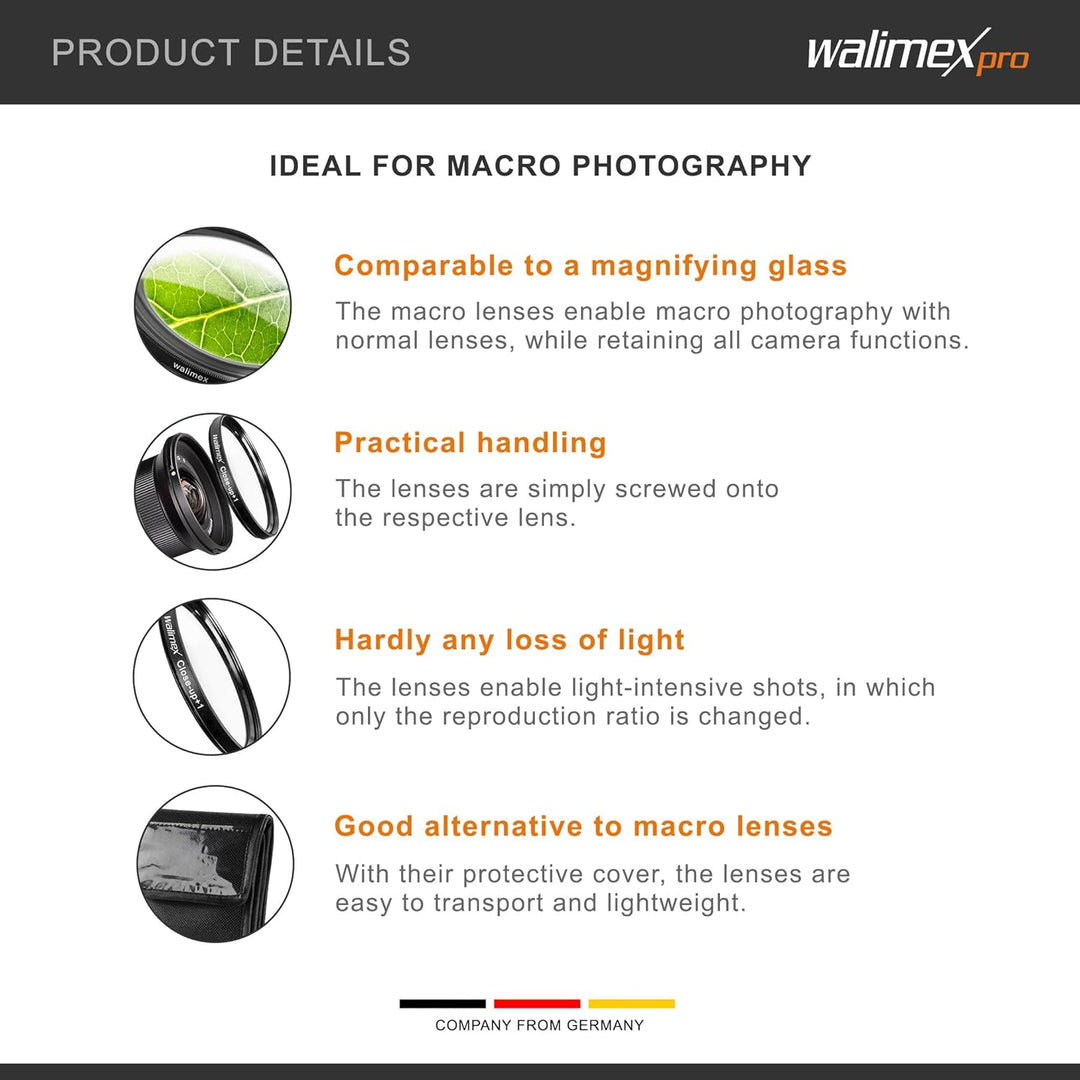 Walimex 17857 Close up Makrolinsen-Set 58 mm inkl. 0.0125 Dioptrien 58 mm Single, 58 mm Single