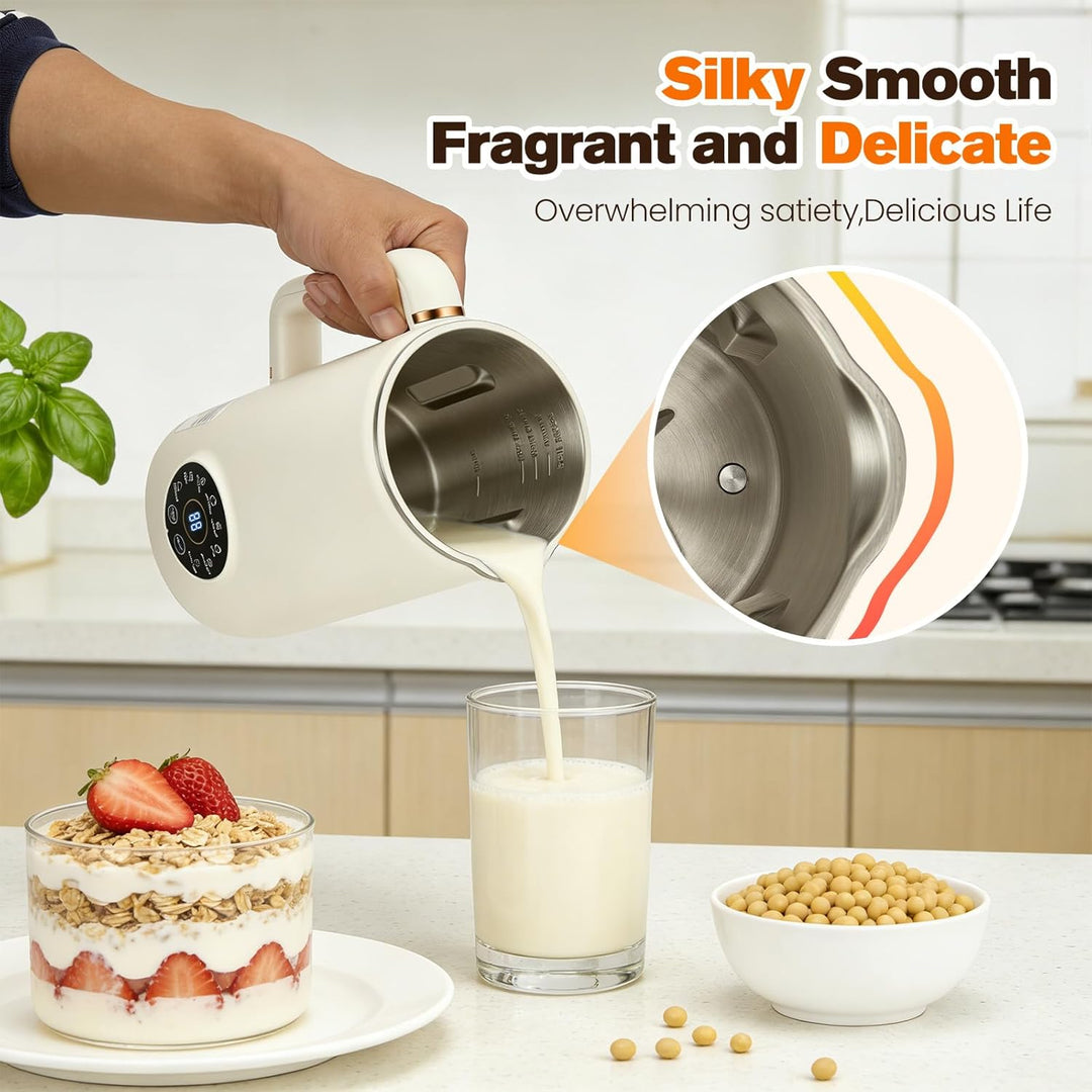 Nussmilchmaschine, 1000ML 8-in-1 Sojamilch Maschine, Automatische Warmhaltefunktion & Selbstreinigun