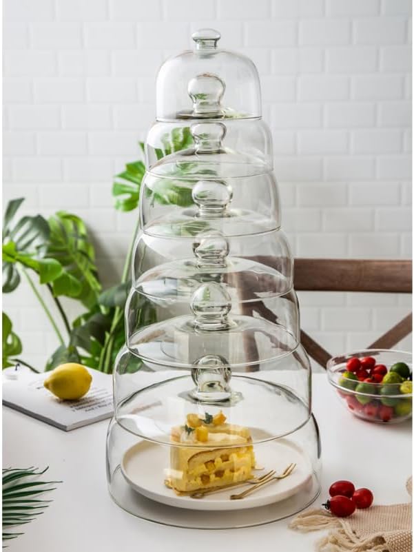 DOITOOL Glas Kuchen Kuppel Abdeckung Klar Staubdicht Runde Kuchen Kuppel Abdeckung Lebensmittelplatt