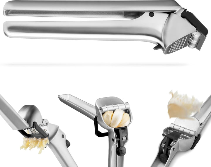 Dreamfarm GARJECT LITE Knoblauchpresse Edelstahl | Presst ungeschälten Knoblauch und ist selbstreini