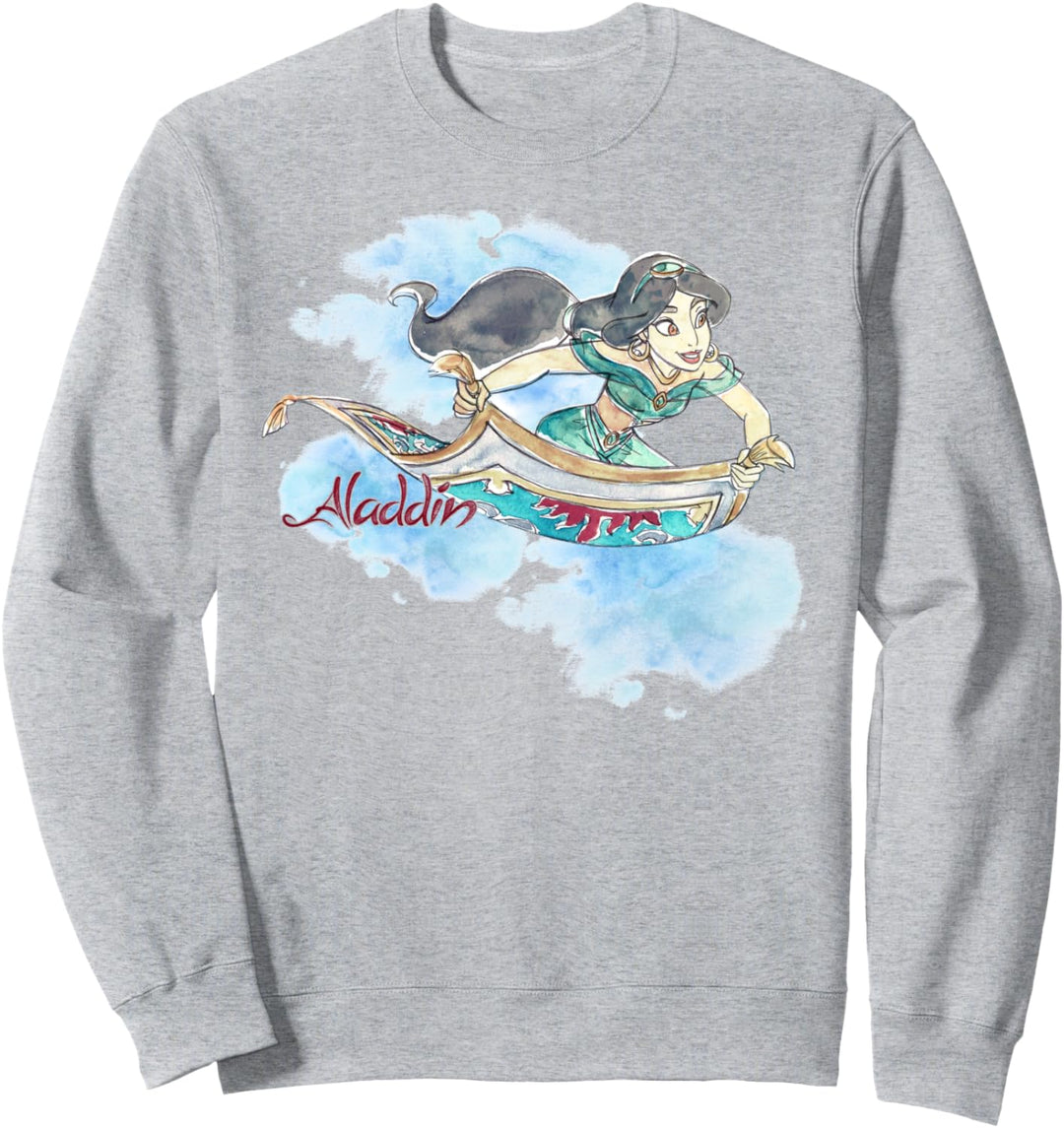 Disney Aladdin Jasmine Magic Carpet Ride Watercolor Portrait Sweatshirt