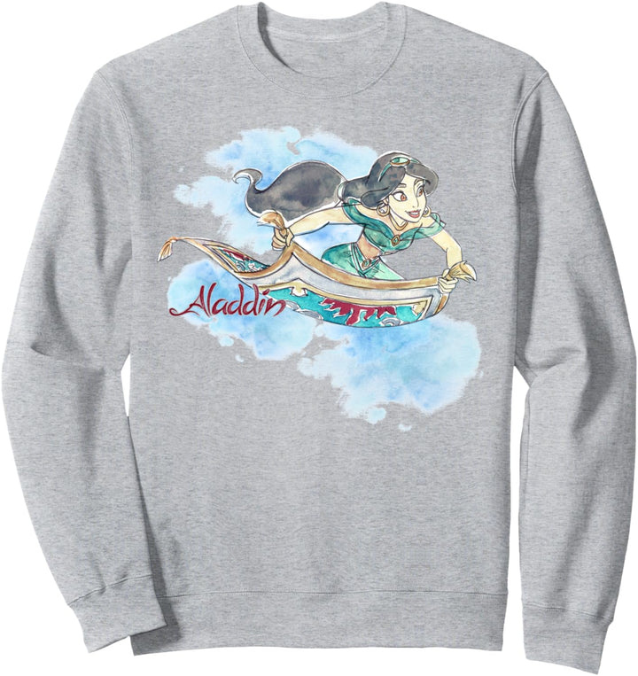 Disney Aladdin Jasmine Magic Carpet Ride Watercolor Portrait Sweatshirt
