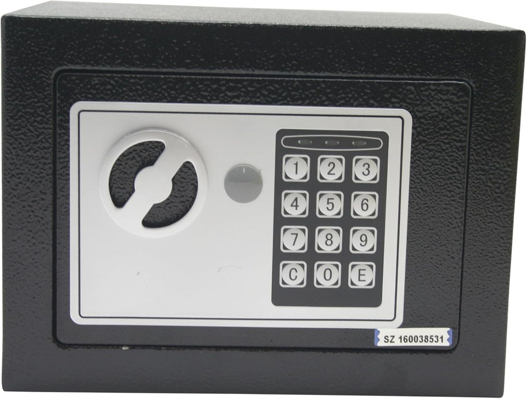 Safe Elektronischer Tresor, Feuerfest und Wandmontage, 170 x 230 x 170 mm, Alarmfunktion, Schwarz, I
